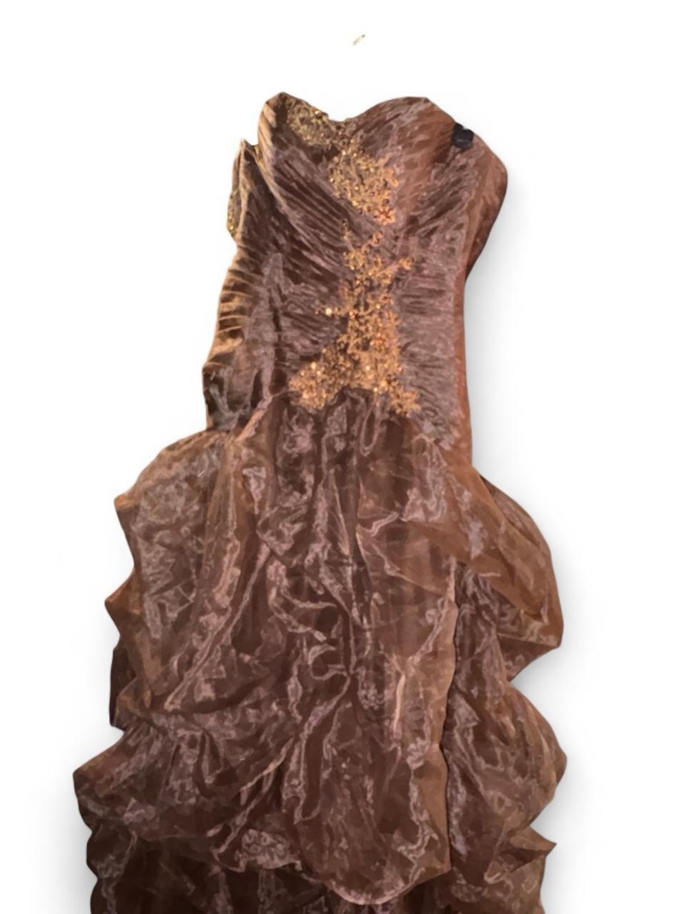 Brown Ruffle Prom Dress - Picture 6 of 7